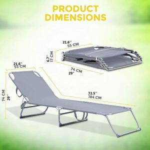 Patio Folding Chaise Lounge <b>Chair</b> for Outdoor Beach Poolside Sunbathing Adjustable Tanning Sun Lounger <b>Recliner</b> <b>Camping</b> - Product Image 6