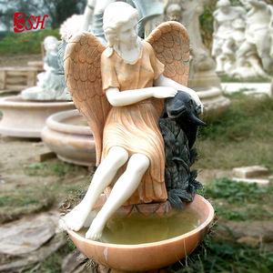 फैक्टरी अनुकूलित प्राकृतिक संगमरमर पानी के फव्वारे के साथ महिला प्रतिमा - Product Image 3