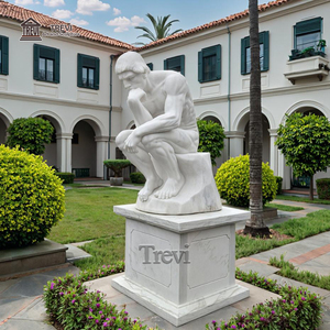 Scultura in Marmo a Grandezza Naturale del Pensatore per Campus e Spazi Esterni in Vendita - Product Image 6