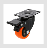 Roulette pivotante en PVC de couleur orange avec roulements doubles pour machines et équipements
