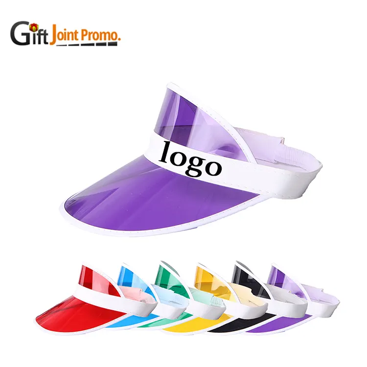 Cheap Advertising Gifts Candy Colors Sun Visors Hats PVC Clear LOGO Printed Sun Visor