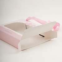 Sac cadeau personnalisé réutilisable en papier découpé avec fenêtre, poignées en ruban, nœud gaufré imprimé, matériaux recyclés pour boulangerie, desserts, bébés