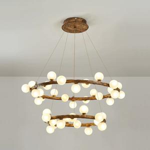 Lustre à vent silencieux de style japonais Design créatif d'anneau pour la maison Magasin de vêtements Magic Bean Circle Chandelier Middle - Product Image 3