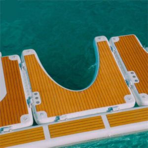 Plateforme flottante gonflable en PVC, plateforme de baignade à texture bois, plateforme gonflable pour bateau, yacht, jet ski, mono - Product Image 1