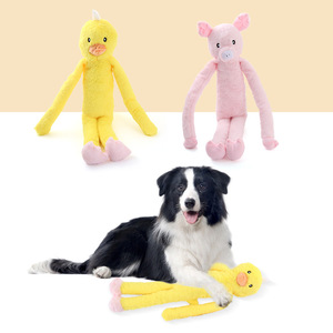 Wholesale Large Plush Yellow Duck Pink Pig Dog Chew Toy Durable Interactive Movement Funny <b>Squeaky</b> Sound Latest Pet Chew Toy - Product Image 1