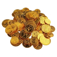 Logo personnalisé Pièces d'or Jeton de jeu PP & PS Puce de négociation Pièces de trésor de fête en plastique pour enfants Motif imprimé