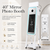 Miroir portable pliable de 40 pouces, miroir intelligent tactile pour selfie, photomaton avec flash et parapluie