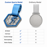 Médailles sportives personnalisées en alliage de zinc émaillé, médailles de récompense en relief 3D, vente en gros, personnalisables avec ruban, directement de l'usine