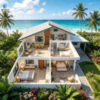 Villa préfabriquée modulaire, maison résidentielle préfabriquée moderne, structure en acier, maison de vacances respirante, hôtel tropical en bord de mer
