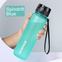 Botella de Agua de Plástico Transparente Personalizada, Portátil, con Pajita Abatible, Semitransparente, Libre de BPA, para Niños, de 1 Litro, la Más Vendida