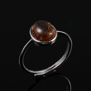 S925 スターリングシルバー リング 100% 天然宝石 アメジスト サンストーン アクアマリン ムーンストーン マラカイト 調節可能 ストーンサンプルリング - Product Image 5