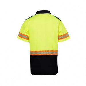 เสื้อกั๊กผู้ชายแบบถัก Hi Viz ป้องกันรอยยับ แขนสั้น ผลิตจากโพลีเอสเตอร์เรืองแสง สำหรับงานด้านความปลอดภัย - Product Image 3