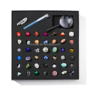 43种天然水晶矿石批发标本盒宝石饰品套装礼品盒