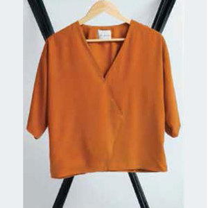 Blusa Casual de Verano para Mujer al por Mayor, Top Cruzado con Cuello en V, Manga Media, Ajuste Holgado, Color Liso, Camisa de Poliéster para Dama - Product Image 4
