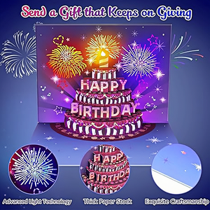 Tự làm tuổi thẻ sinh nhật pháo hoa pop-up bánh ánh sáng âm nhạc vàng đen hạnh phúc thẻ sinh nhật quà tặng cho chồng người đàn ông Phụ nữ - Product Image 3