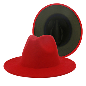 Chapeaux <span class=keywords><strong>Fedora</strong></span> pour femmes en gros, chapeaux <span class=keywords><strong>Fedora</strong></span> en feutre pour hommes, chapeau bicolore, bord de couleur différente, <span class=keywords><strong>Fedora</strong></span> - Product Image 6