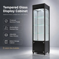 Vitrine en verre trempé à cadre en aluminium avec serrure à clé, vente directe d'usine