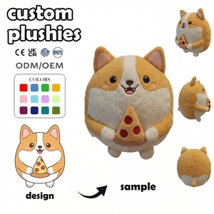 Fabricant de jouets en peluche personnalisés à faible MOQ, jouets en peluche animaux en peluche, peluche Corgi tranche de <span class=keywords><strong>pizza</strong></span> personnalisée, tissu en coton doux, coton PP personnalisé - Product Image 1