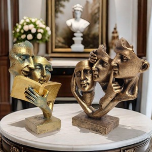 Vente en gros usine : Sculpture de visage en résine 'Le silence est d'or', Figurine humaine moderne et simple, <span class=keywords><strong>Art</strong></span> décoratif d'intérieur, Personnalisable en gros - Product Image 3