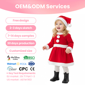 Robe <span class=keywords><strong>de</strong></span> Noël pour bébé fille, best-seller <span class=keywords><strong>de</strong></span> qualité supérieure, tenue <span class=keywords><strong>de</strong></span> Noël, vêtements <span class=keywords><strong>de</strong></span> fête, ensemble en velours doux et confortable avec <span class=keywords><strong>bonnet</strong></span> - Product Image 1