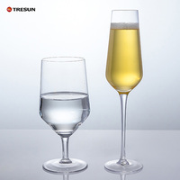 Verres à vin modernes en cristal sans plomb soufflé à la main, à long pied, personnalisables, transparents, blancs, écologiques, capacité 200-500 ml
