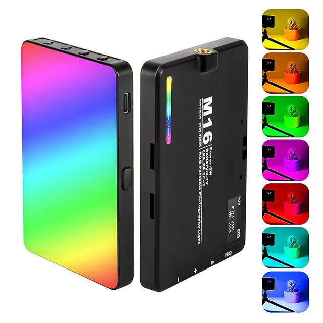 RGB רב צבעים מתכוונן מיני אור מצלמה led מצלמת וידאו טלפון מילוי אור כיס מרובע M16