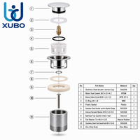 Siphon de lavabo universel G1 1/4 en acier inoxydable 304, avec bouchon réglable, corps rond, anti-odeur, installation facile