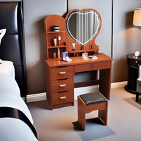 Coiffeuse en MDF de haute qualité pour chambre à coucher avec miroir de maquillage en forme de cœur – Vente en gros