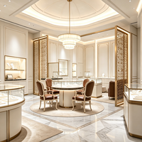 Solution clé en main pour magasin de bijoux de luxe européen, intérieur de style français avec vitrines à finitions dorées