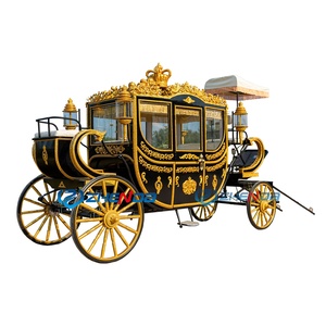 Calèche royale électrique rouge et or ornée pour transport de mariage, transport spécial - Product Image 5