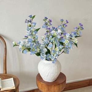 Fleur artificielle de muguet en soie, haute simulation, pour décoration de mariage et de maison, couleurs : violet, bleu clair, blanc, rose, jaune, bleu, violet - Product Image 1