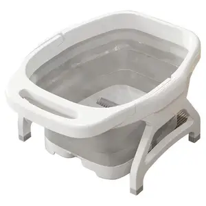 Massageador de plástico para banheira de hidromassagem, balde dobrável quadrado 16L para banho e cuidados de saúde, economizador de espaço