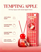 Diffuseur de parfum LOVALI 100ml à la pomme irrésistible, flacon en verre rouge de luxe, écologique, parfum fruité longue durée, parfum d'ambiance pour la maison