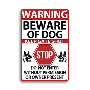 गर्म बिक्री अनुकूलित चेतावनी धातु टिन संकेत रेट्रो विंटेज शैली मजेदार सजावट के लिए कुत्ते धातु पोस्टर से सावधान रहें - Product Image 3