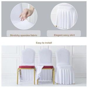 Funda <span class=keywords><strong>para</strong></span> Silla de <span class=keywords><strong>Comedor</strong></span> de Poliéster Elástico Engrosado con Falda Plisada <span class=keywords><strong>para</strong></span> Bodas, Hoteles y Banquetes - Product Image 2