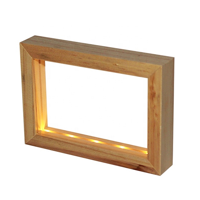 Factory Supply Solid Wood Picture Frames Wood LED Light Photo Frame
