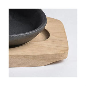 도매 주철 조리기구 파히타 스킬렛 플레이트 타원형 시즐링 플레이트 나무 받침대 포함 - Product Image 5