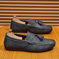 Chaussures en cuir PU pour hommes, imperméables, cousues à la main, mocassins confortables, chaussures décontractées pour la marche, chaussures de conduite