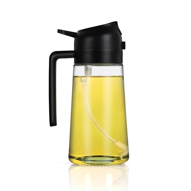 16 oz Dual-Purpose 470 mL Oil Dispenser Sprayer 2-in-1 2-in-1 Olive Oil Dispenser Oil Sprayer Cover Kitchen Travel Condiments