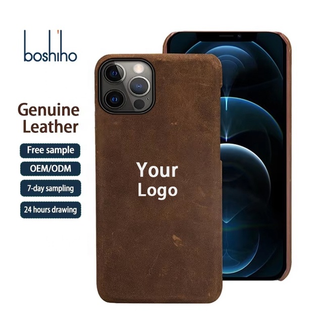 Custom Luxury Waterproof Genuine Leather Shockproof Card Holder Cell Mobile Phone Cases for 11 12 13 14 15 Pro Max Pure