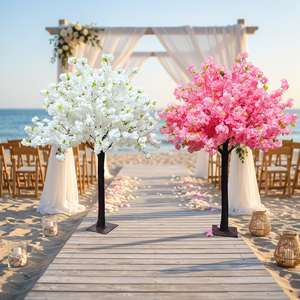 Arbre de cerisier japonais en soie blanc et rose LEDA pour mariage en plein air, grande décoration d'arbre de cerisier artificiel de 8 pieds - Product Image 1