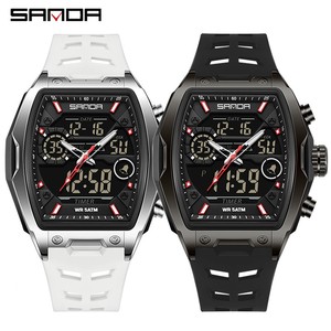 Reloj Deportivo Digital SANDA 6235, Reloj de Pulsera con Caja Tonneau y Pantalla Dual, Reloj Moderno Multifuncional a Prueba de Agua con Alarma - Product Image 1