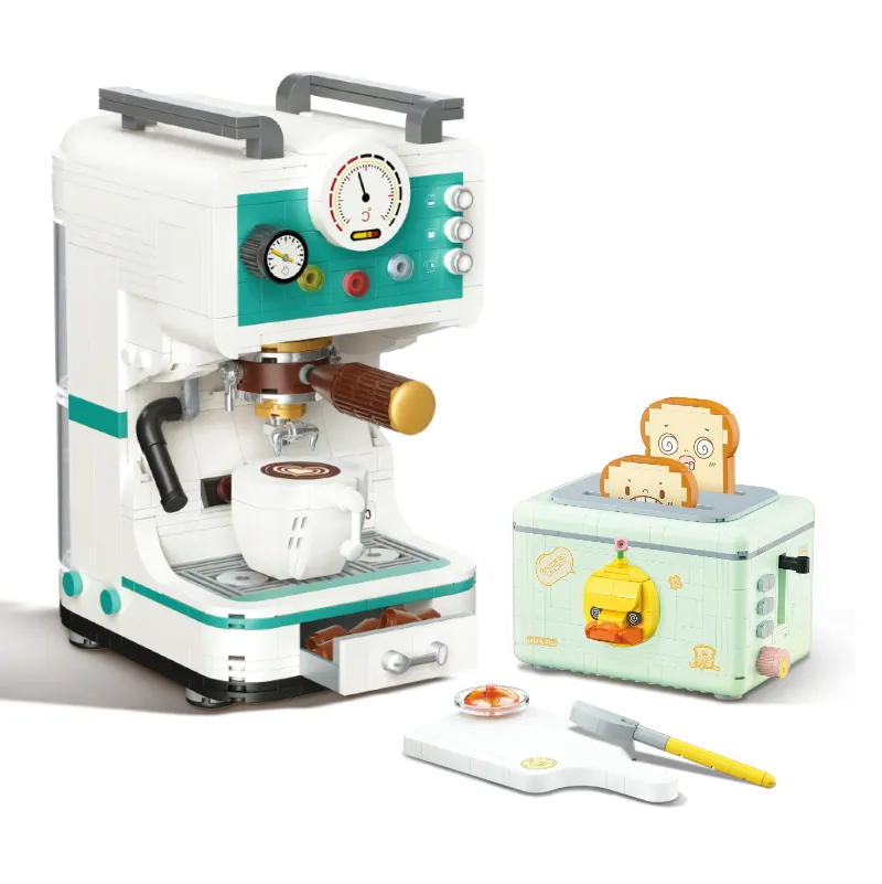 Kaffee maschine und Brot maschine Mini Modell Bausteine interessante Kinder so tun, als würden sie Küchen spielzeug für Kinder spielen