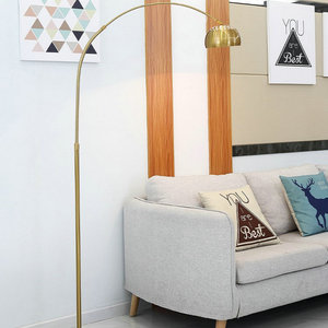 Bắc Âu thiết kế hiện đại có thể điều chỉnh sáng tạo hình dạng cá đá cẩm thạch cơ sở Vàng cong Đèn sàn - Product Image 2