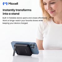 Miccell - Bancos de Energía Magnéticos de 10000 mAh y 20 W, Portátiles, de Carga Rápida, con Soporte Integrado, Banco de Energía con Carga Inalámbrica