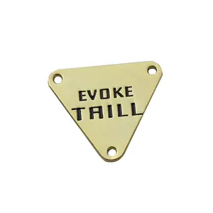 Triangle shape gold color metal logos custom brand name clothing label and tags for sewing