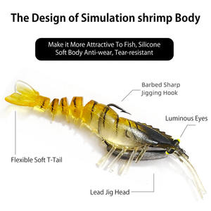 Prodotti Alpha attrezzatura da pesca esche artificiali da 9cm /12.3g gamberetti molli con gancio imitazione gamberetti esche - Product Image 6