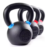 Équipement de gymnastique de haute qualité Fitness exercice d'haltérophilie Kettlebell en fonte enduit de poudre noire avec anneaux de couleur