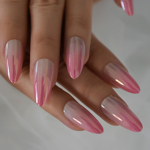 <span class=keywords><strong>Faux</strong></span> ongles pêche rose, nouveautés, ongles artificiels longs en amande, ombré métallique, <span class=keywords><strong>faux</strong></span> ongles - Product Image 4
