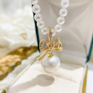 Colgante de Plata S925 para DIY, con Diseño de Nudo de Mariposa y Jade, para Collares con Cuentas de 10-15mm, Soporte Vacío Chapado en Oro 31019 - Product Image 3